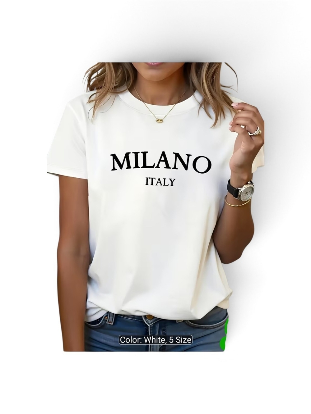 Milano White Graphic Short Sleeve Tee - Women